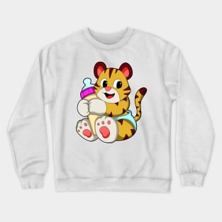 Baby tiger with Bottle Crewneck Sweatshirt